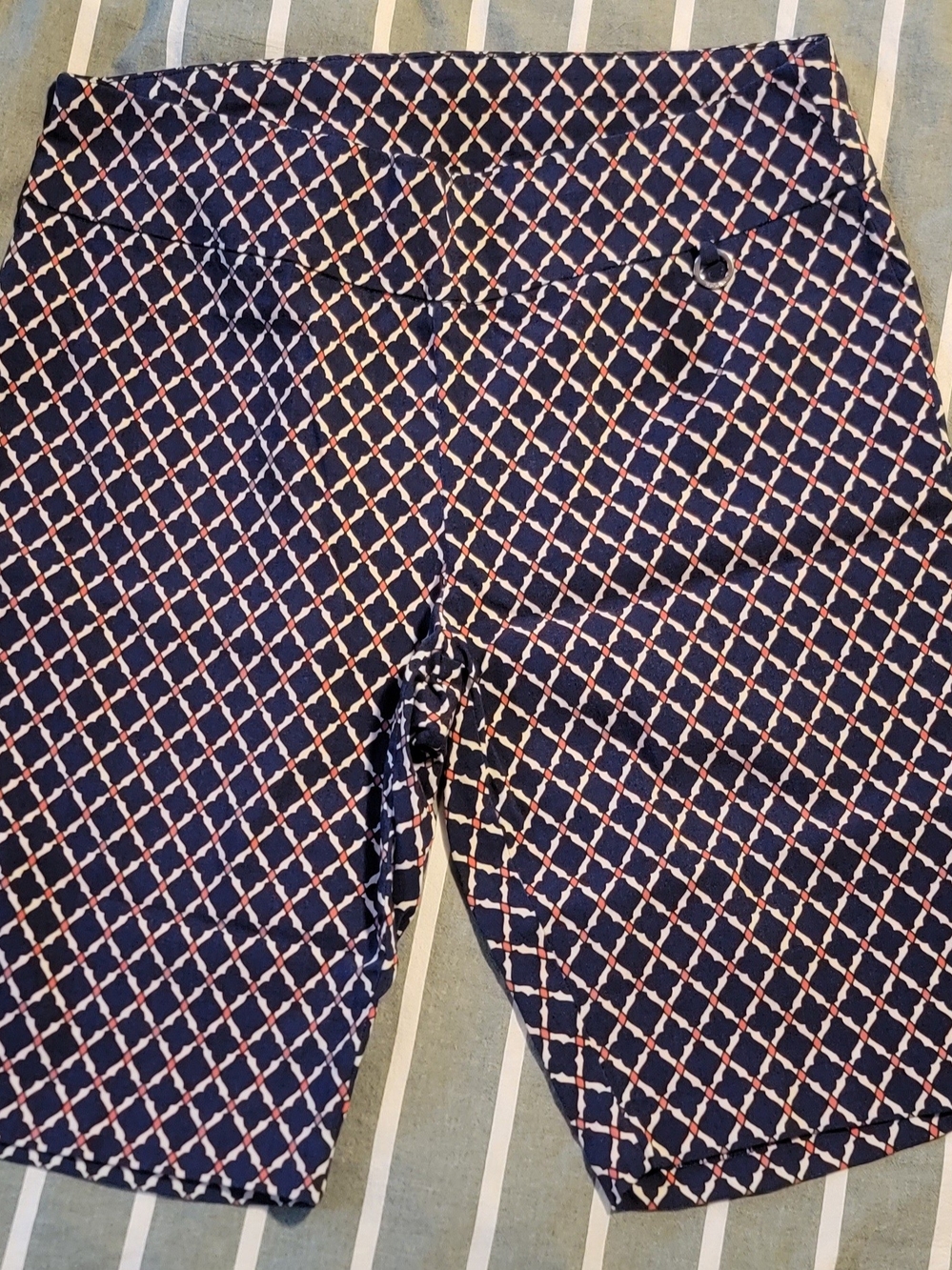 Rafaella Navy Blue Geometric Print Bermuda Shorts